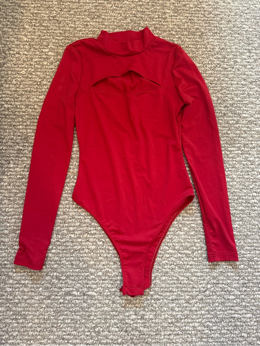 SHEIN Red Long-Sleeve Cutout Bodysuit